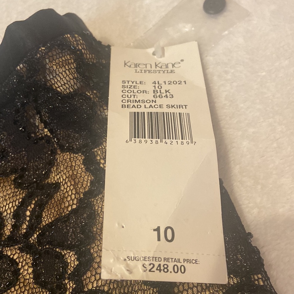 KAREN KANE LIFESTYLE NWT Size 10 Beaded Lace Black Skirt MSRP $248 - Picture 7 of 11